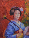 V modrm kimonu,70x55, lgemlde