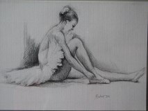 Baletka v zkulis, 15x21, kresba tukou