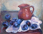 * Still Life with Plums, 30x25, oil painting
